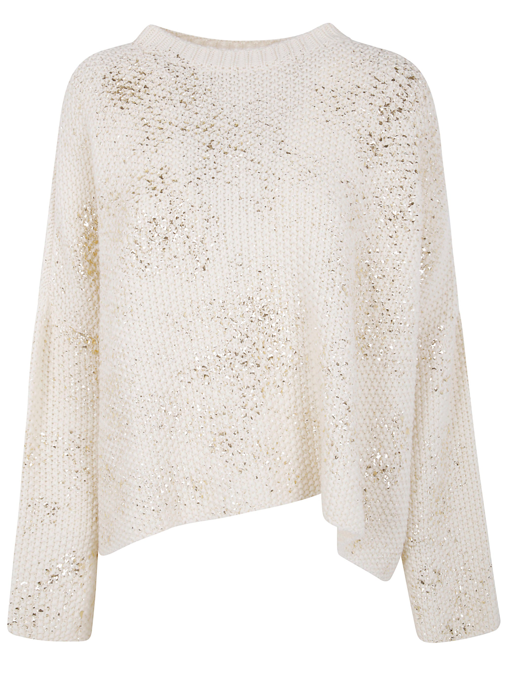 AVANT TOI Moss Stitch Round Neck Over Pullover with Shadows, Lamination, and Studs