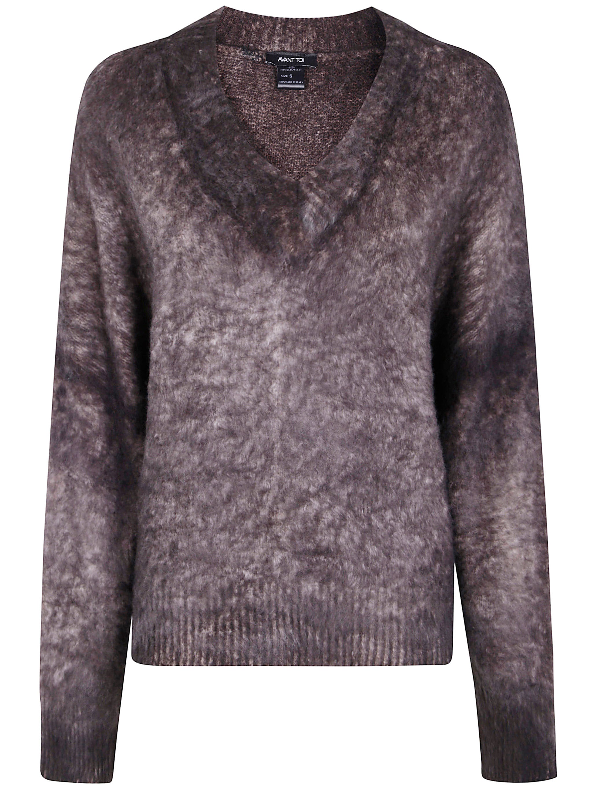 AVANT TOI Hand Painted Brushed Cotton V Neck Pullover for Women