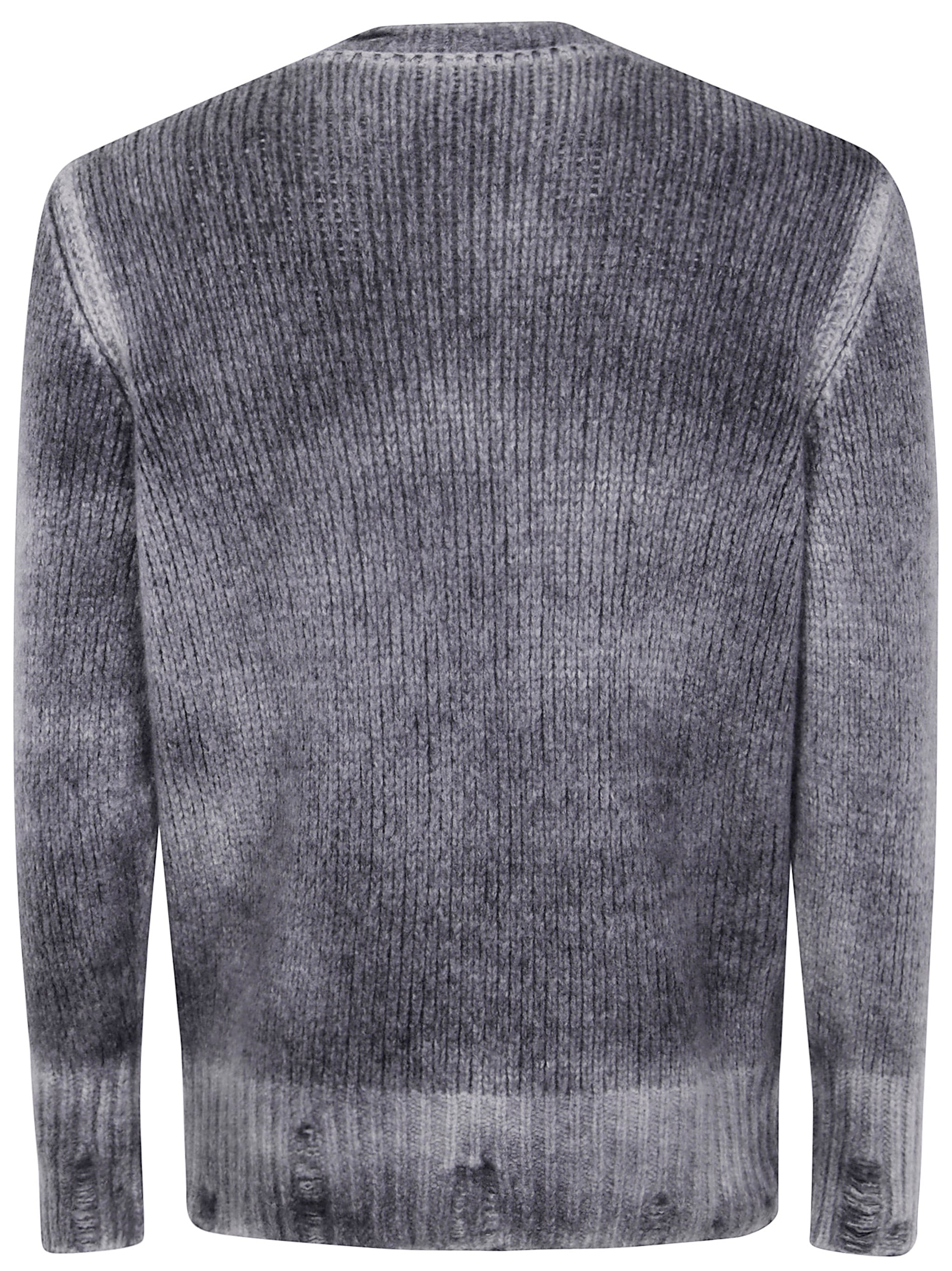 AVANT TOI Hand Painted Round Neck Pullover in Cashmere Silk with Destroyed Edges