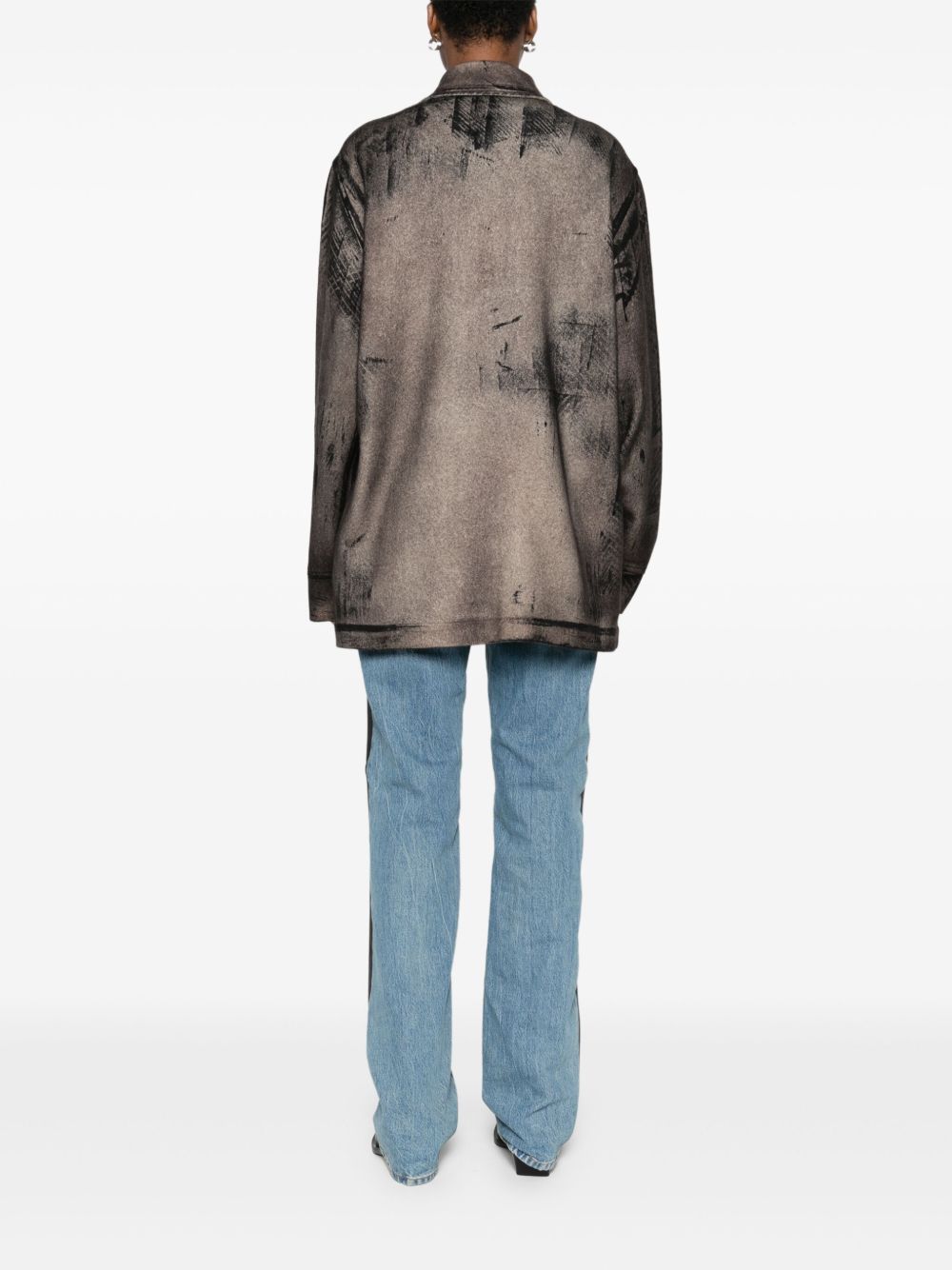 AVANT TOI Wool and Cashmere Blend Abstract Print Button-Down Shirt