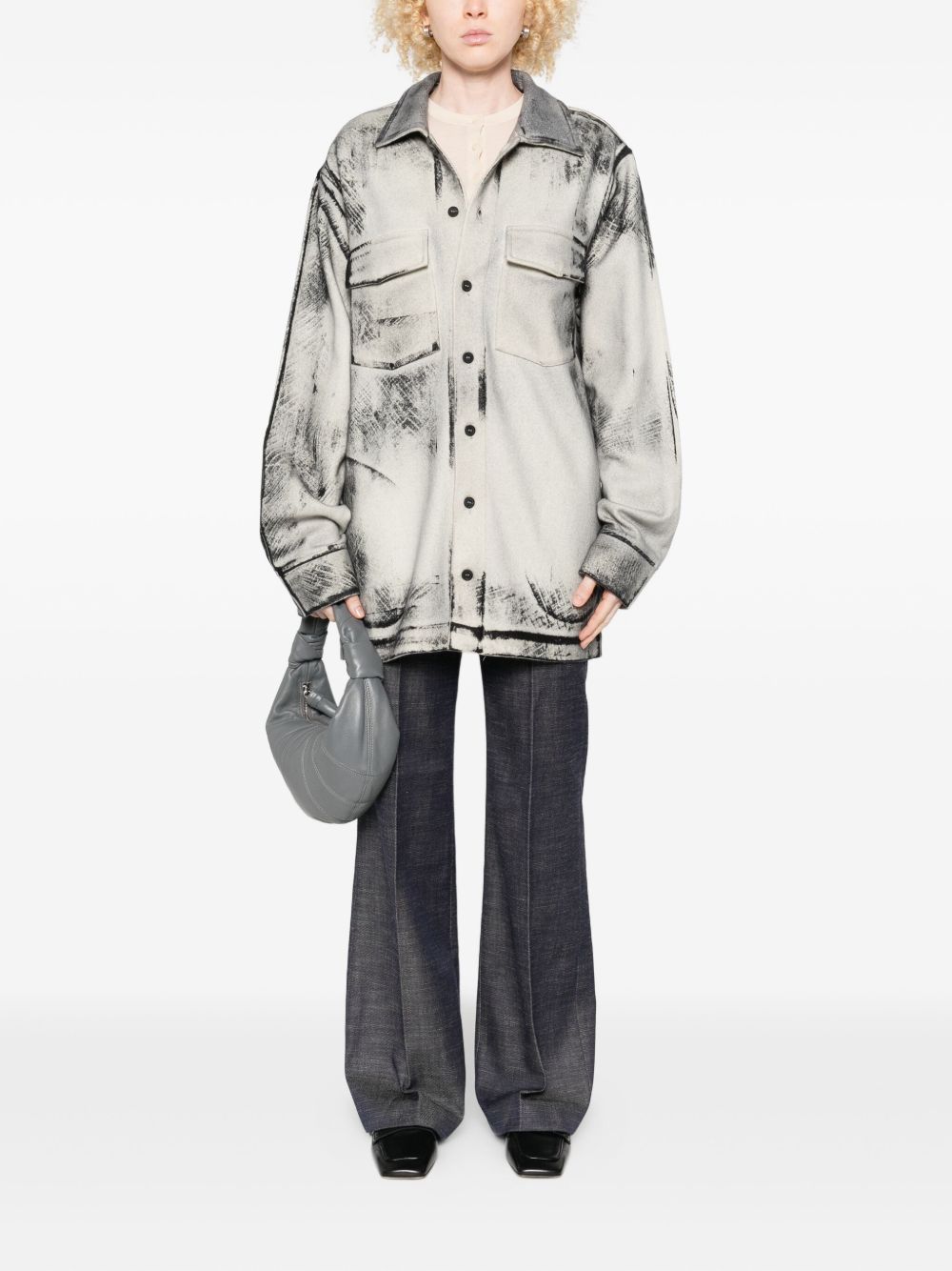 AVANT TOI Wool and Cashmere Blend Abstract Print Shirt for Women