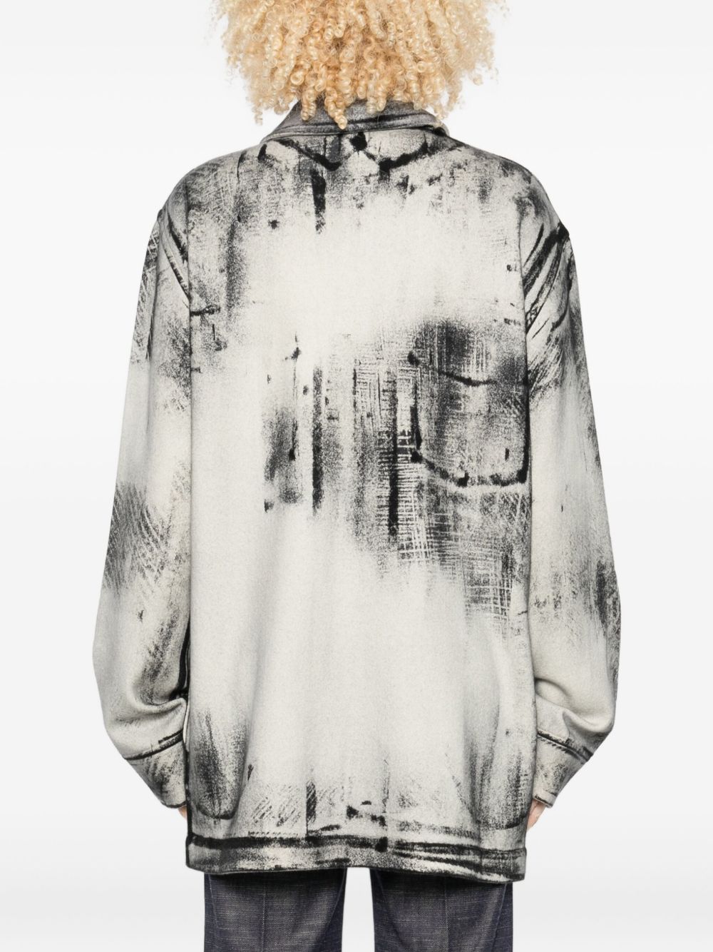AVANT TOI Wool and Cashmere Blend Abstract Print Shirt for Women