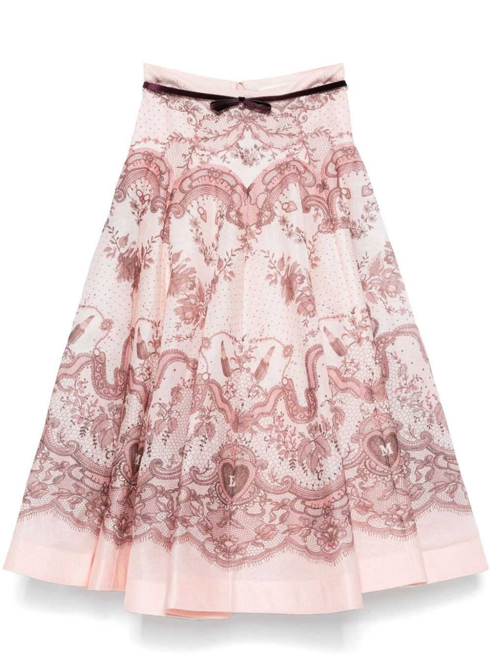 ZIMMERMANN Flared Midi Skirt with Adjustable Waist Belt