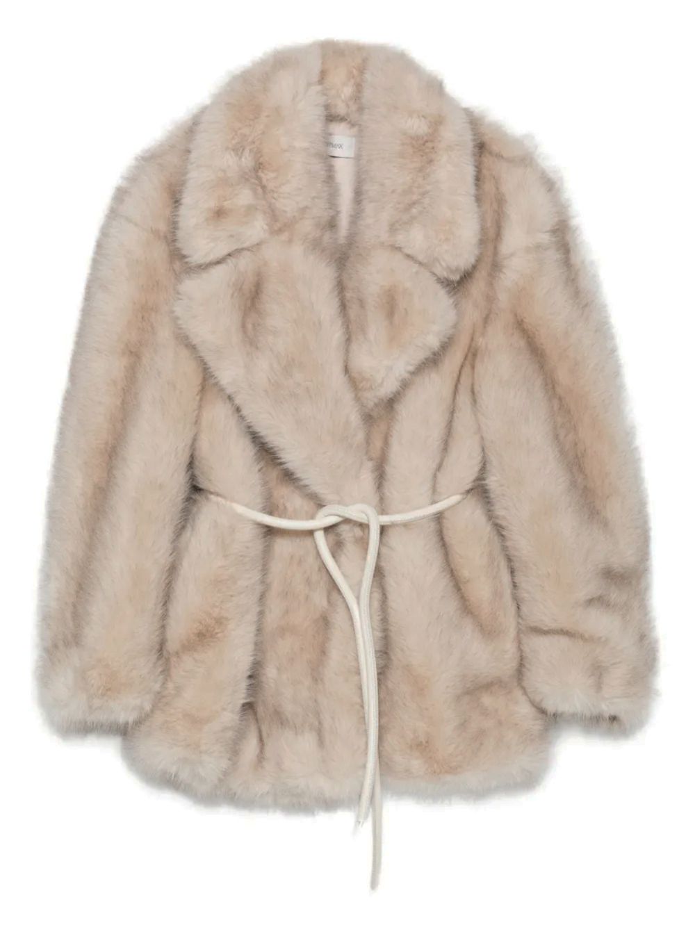 MAX MARA SPORTMAX Faux-Fur Jacket with Notched Lapels and Self-Tie Belt for Women