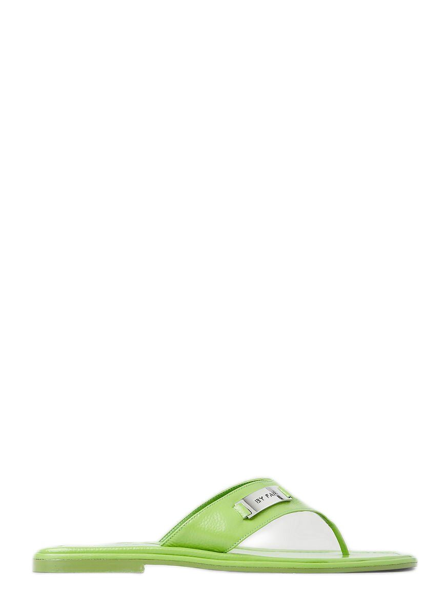 BY FAR Gloss Grained Leather Mini Sandals