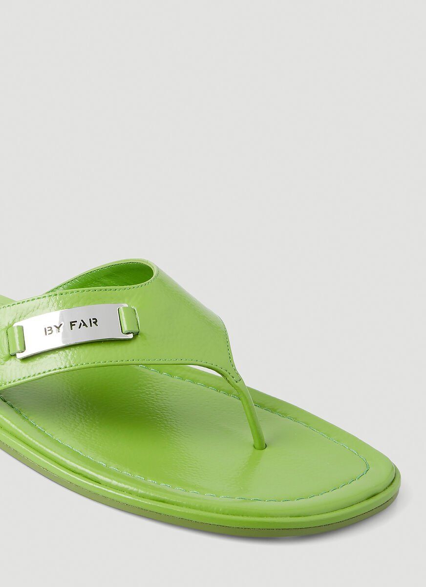 BY FAR Gloss Grained Leather Mini Sandals