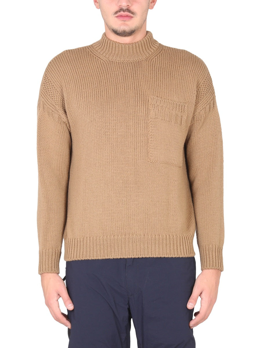 TEN C High Neck Ribbed Turtleneck Shirt for Men