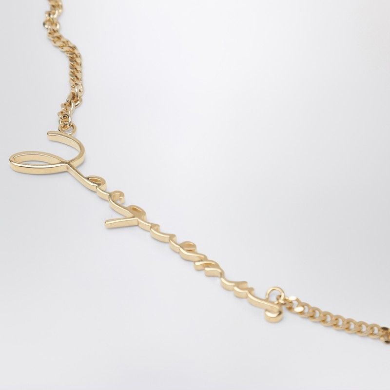 JACQUEMUS Gold Logo Necklace with Thin Chain