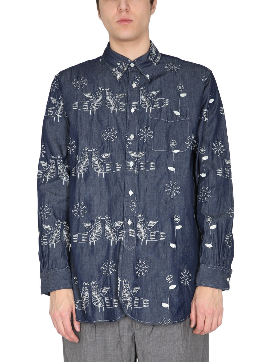 ENGINEERED GARMENTS Embroidered Bird Button-Down Collar Shirt for Men