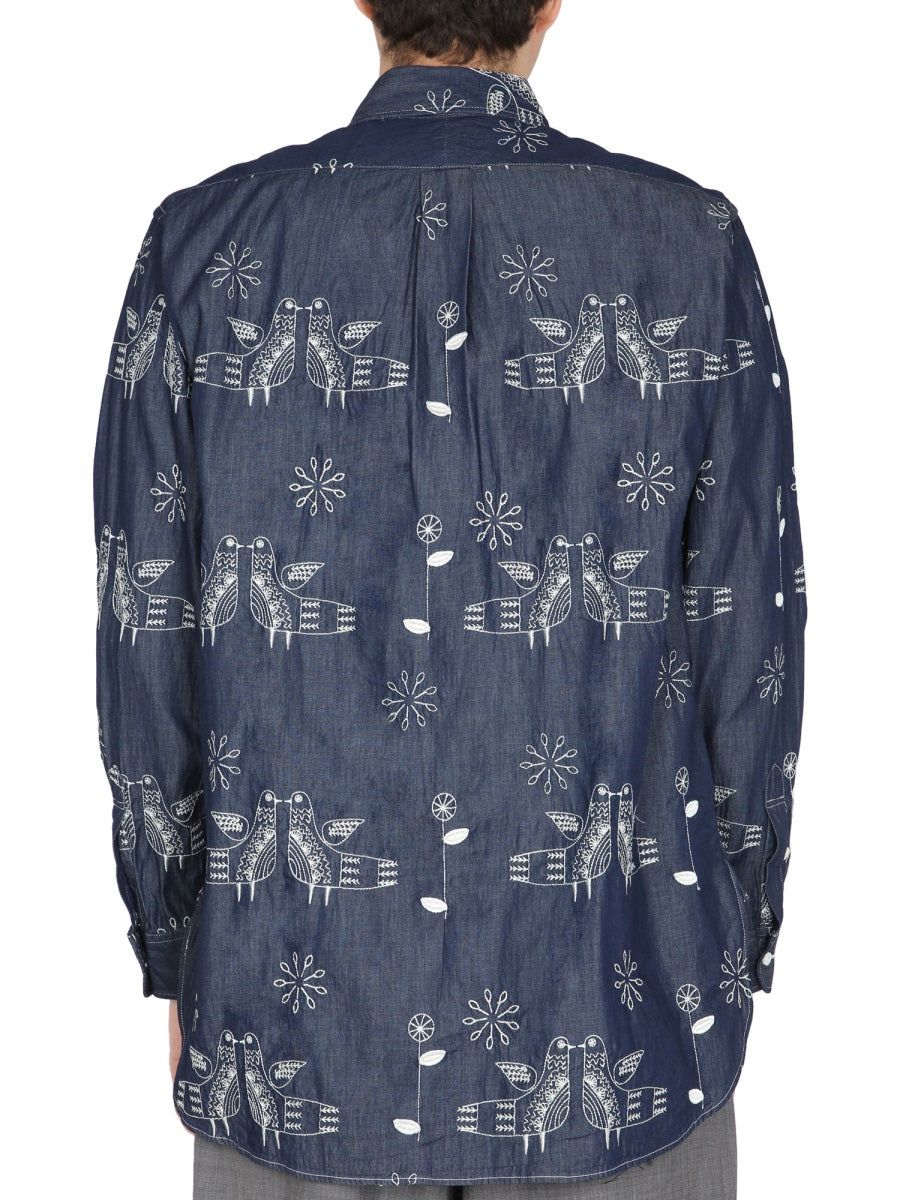 ENGINEERED GARMENTS Embroidered Bird Button-Down Collar Shirt for Men