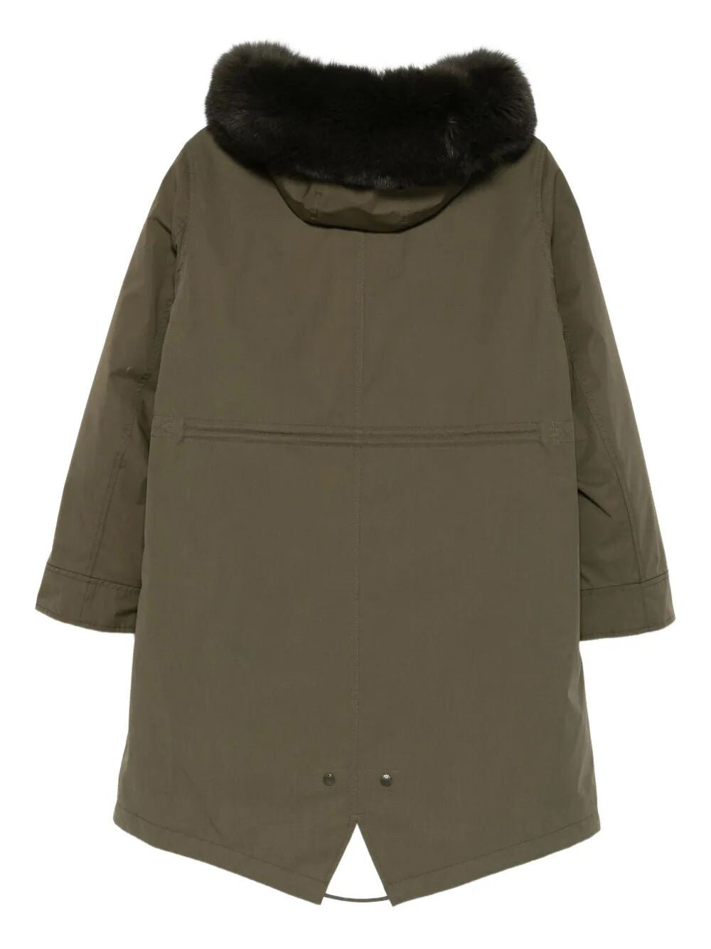 YVES SALOMON Fur Hooded Long Parka Jacket for Women