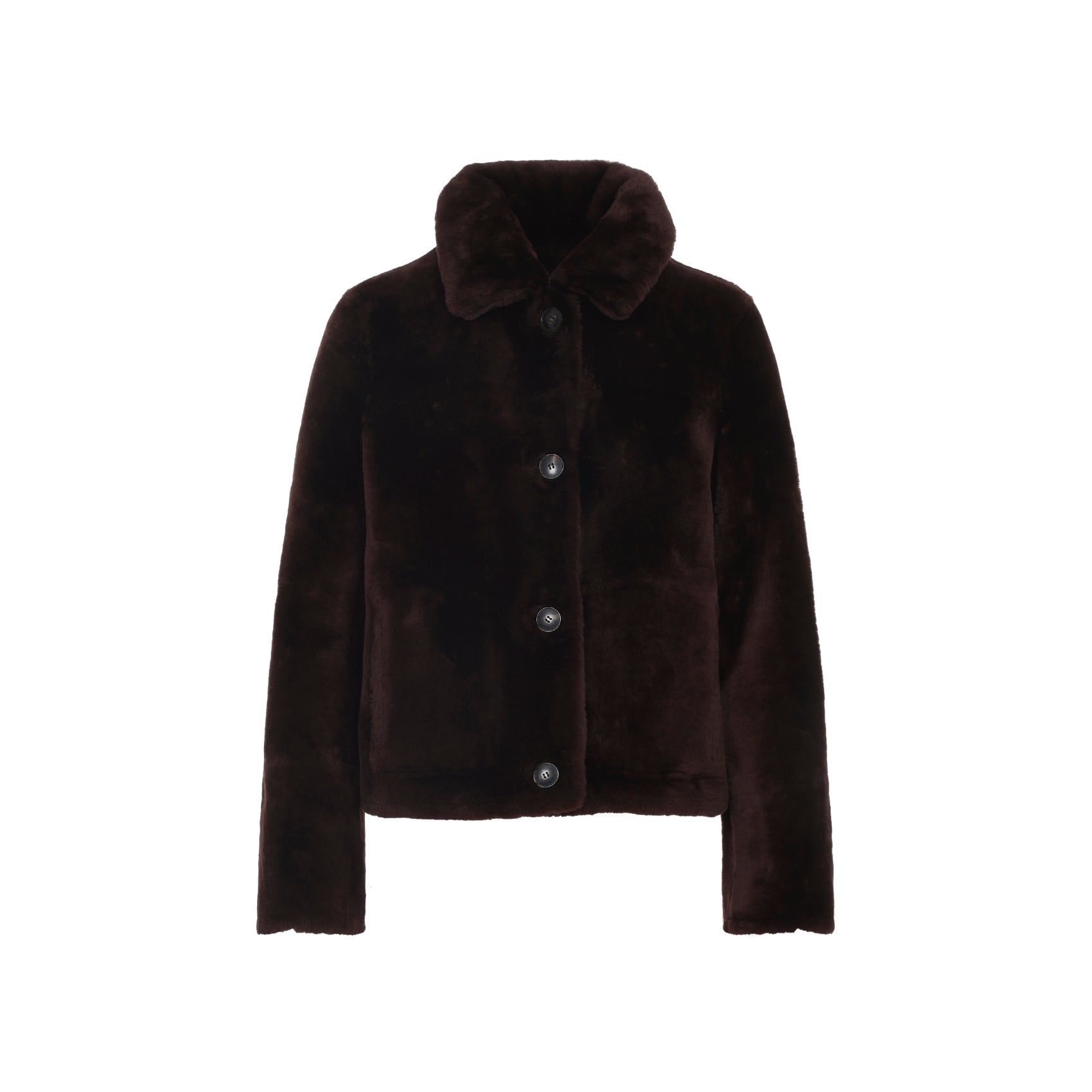 YVES SALOMON Lamb Shearling Jacket with Pointed Collar for Women