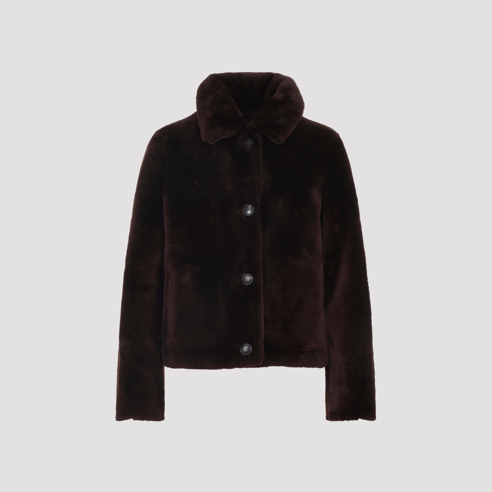 YVES SALOMON Lamb Shearling Jacket with Pointed Collar for Women