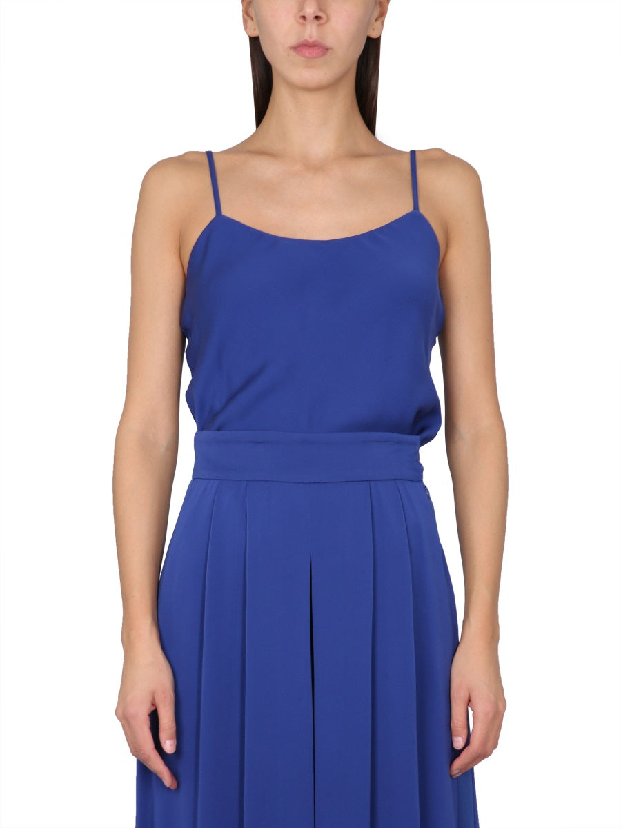 MAX MARA Silk Charmeuse Tuxedo Top with Thin Epaulettes