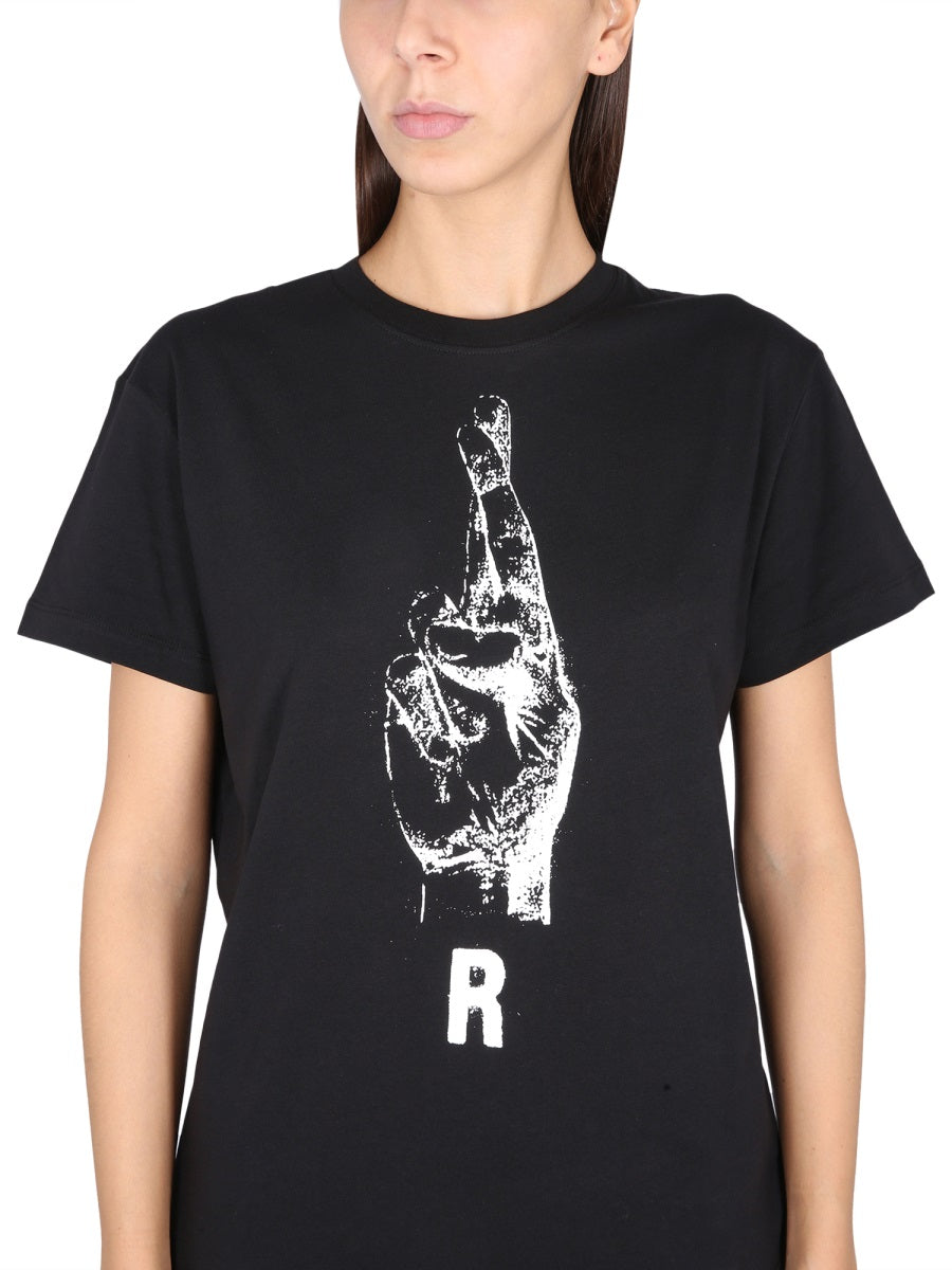 RAF SIMONS Women's Crewneck T-Shirt with Necklace Front Logo Print