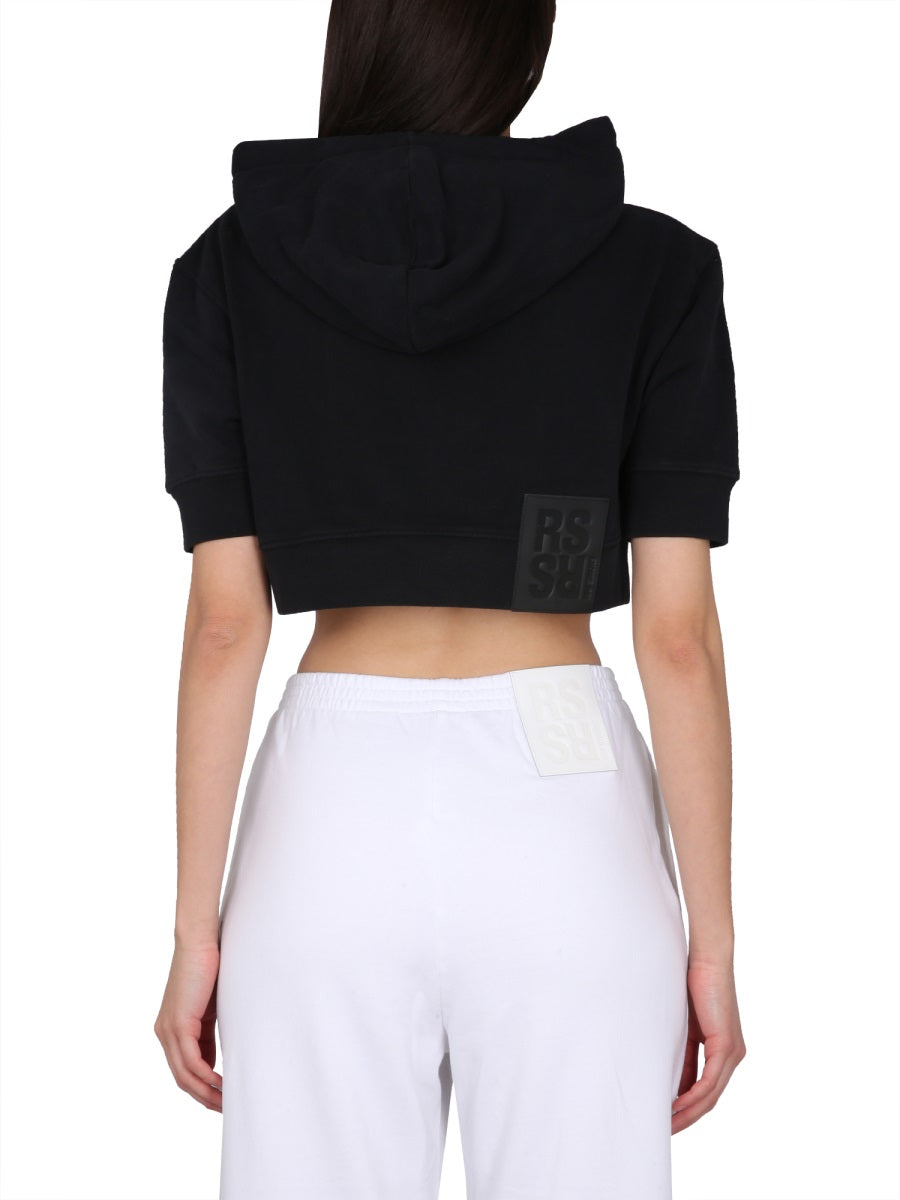 RAF SIMONS Embroidered Logo Sweatshirt with Drawstring Hood for Women