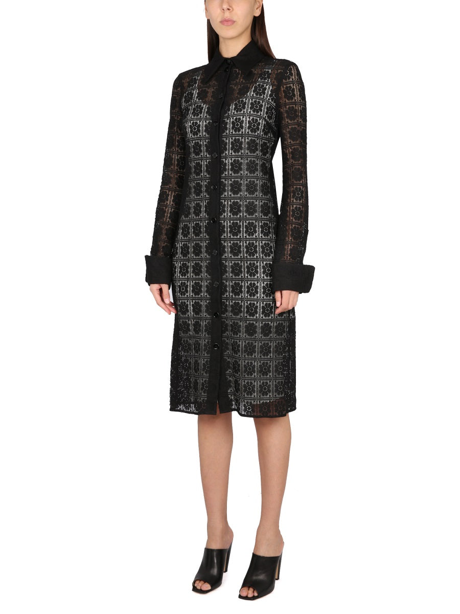 MAX MARA Shirt Collar Button Closure Dress