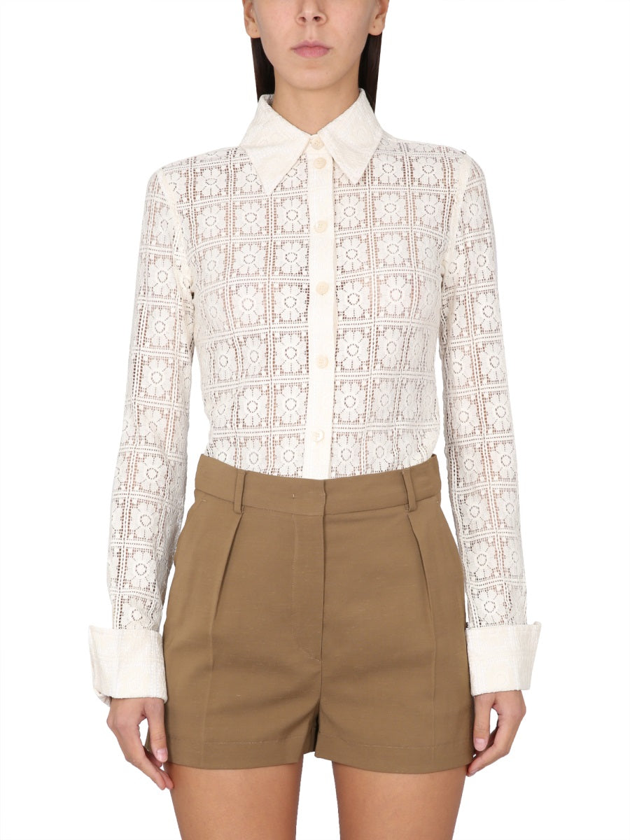 MAX MARA Elegant Pointed Collar Button-Up Shirt
