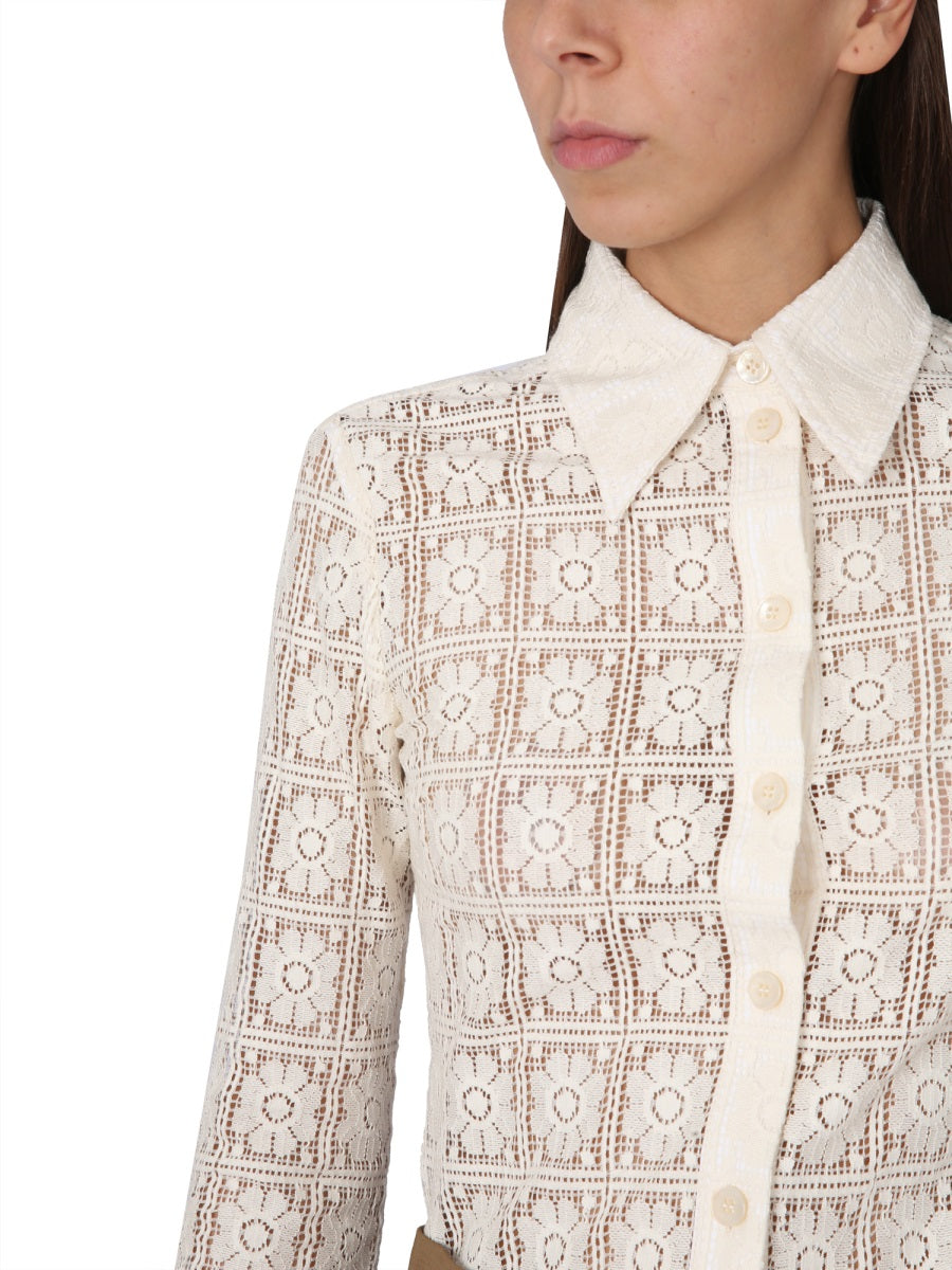 MAX MARA Elegant Pointed Collar Button-Up Shirt