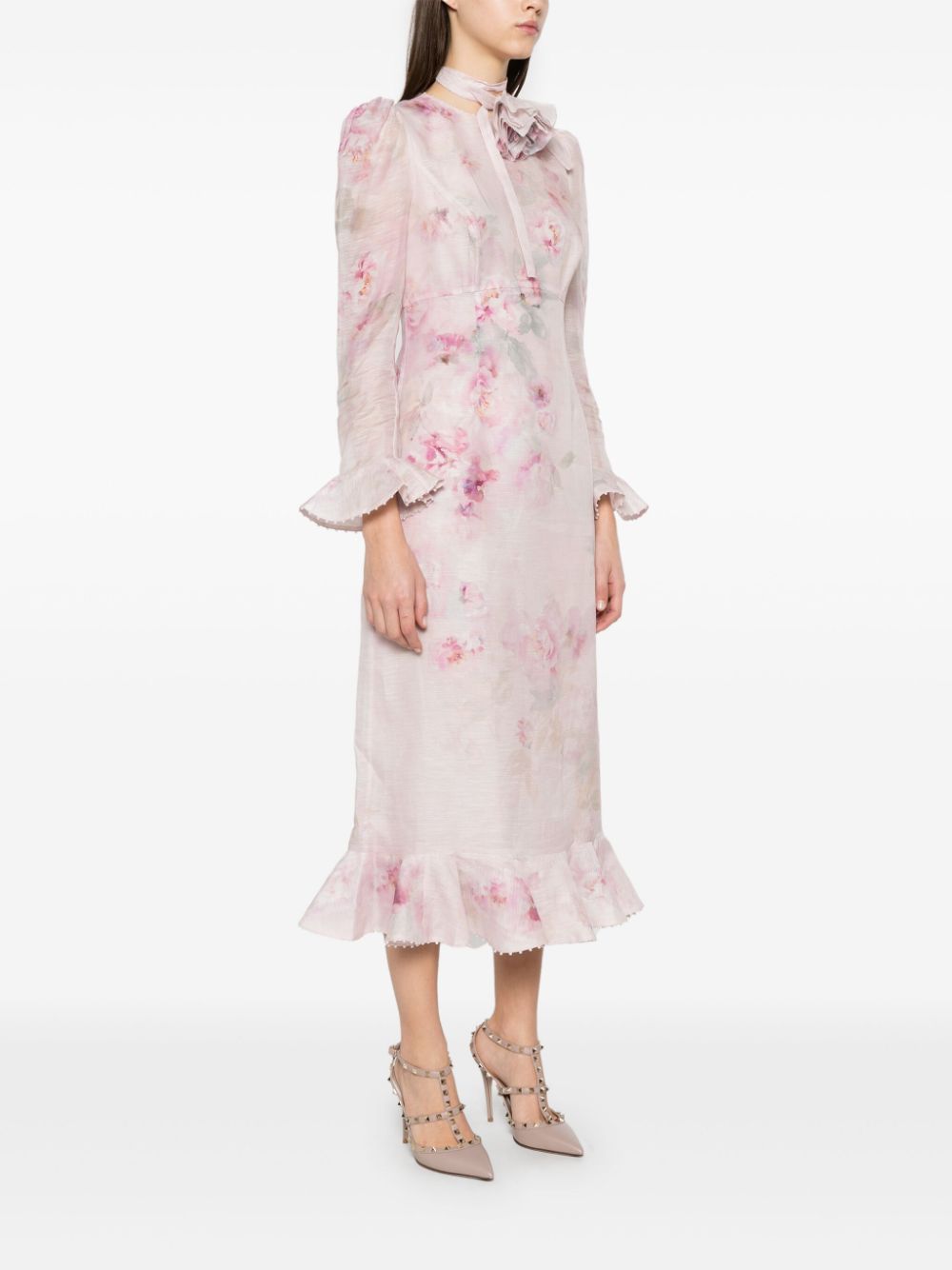 ZIMMERMANN Floral Mini Dress with Bow Details