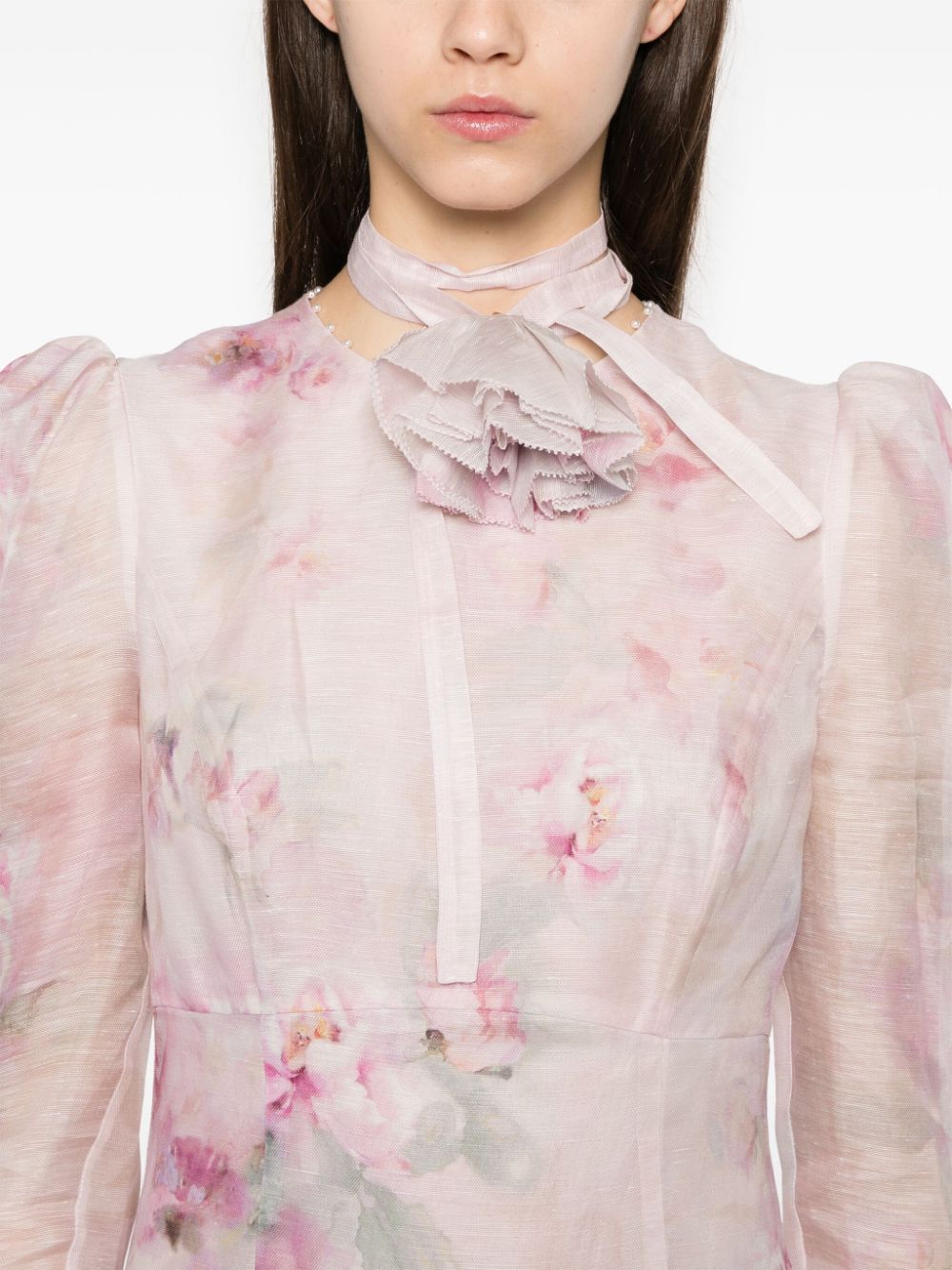 ZIMMERMANN Floral Mini Dress with Bow Details