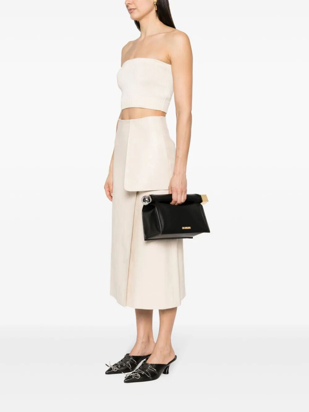 JACQUEMUS Mini Round Leather Handbag