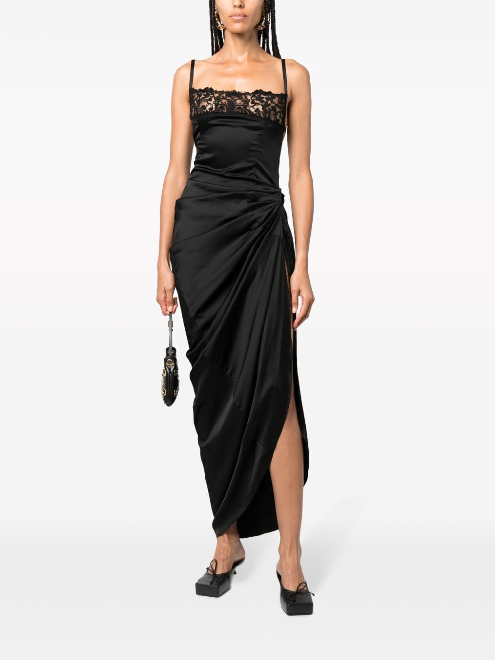 JACQUEMUS Asymmetric Floral-Embroidered Ankle-Length Dress