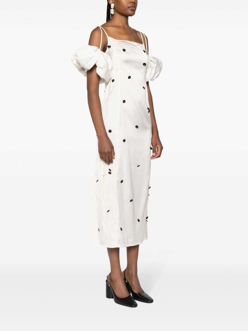 JACQUEMUS Chic Midi Dress with Short Puff Sleeves