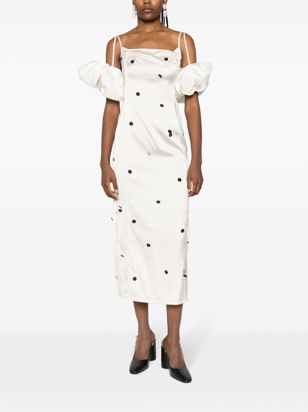 JACQUEMUS Chic Midi Dress with Short Puff Sleeves