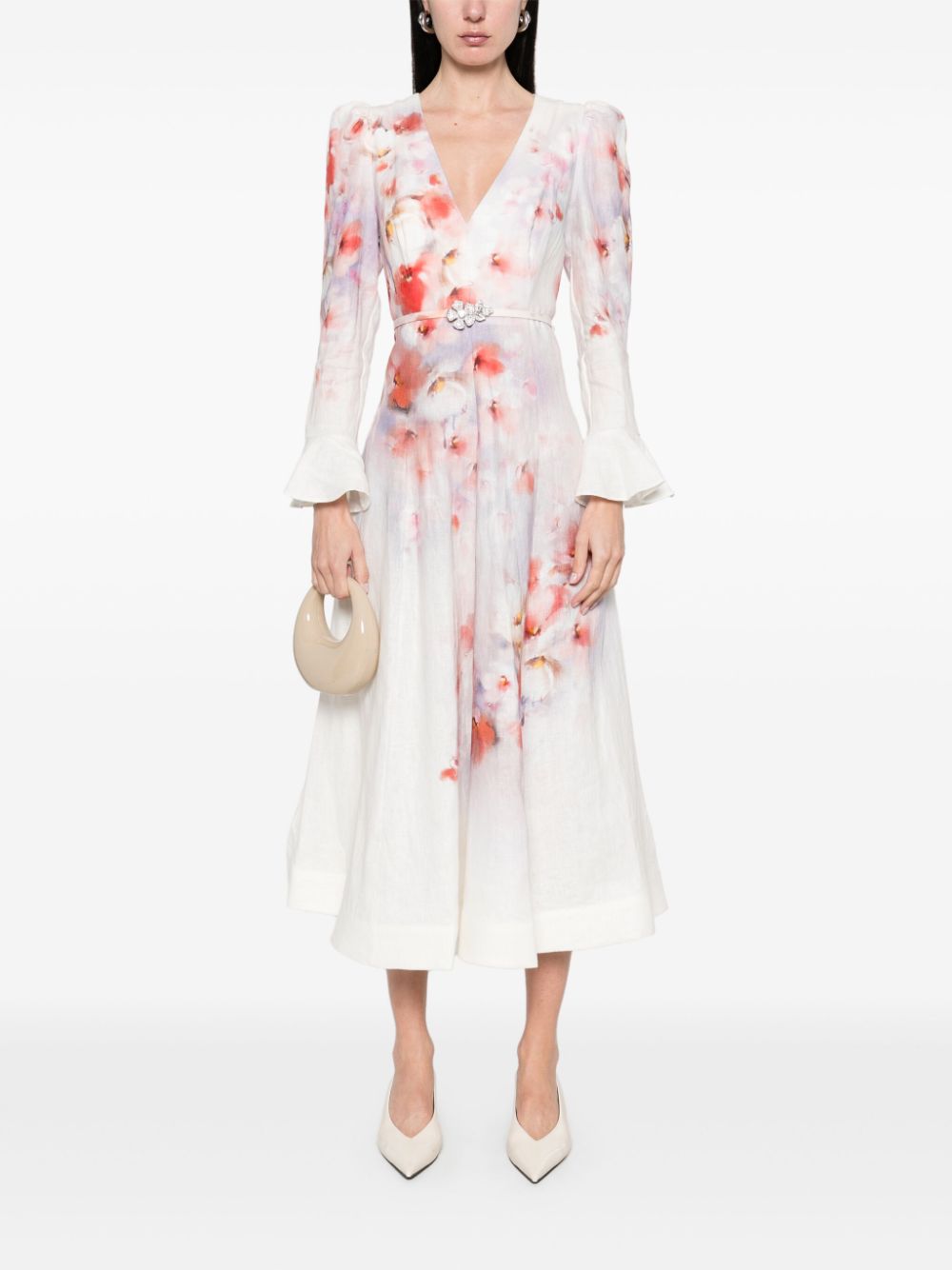 ZIMMERMANN Frill Sleeved Midi Dress