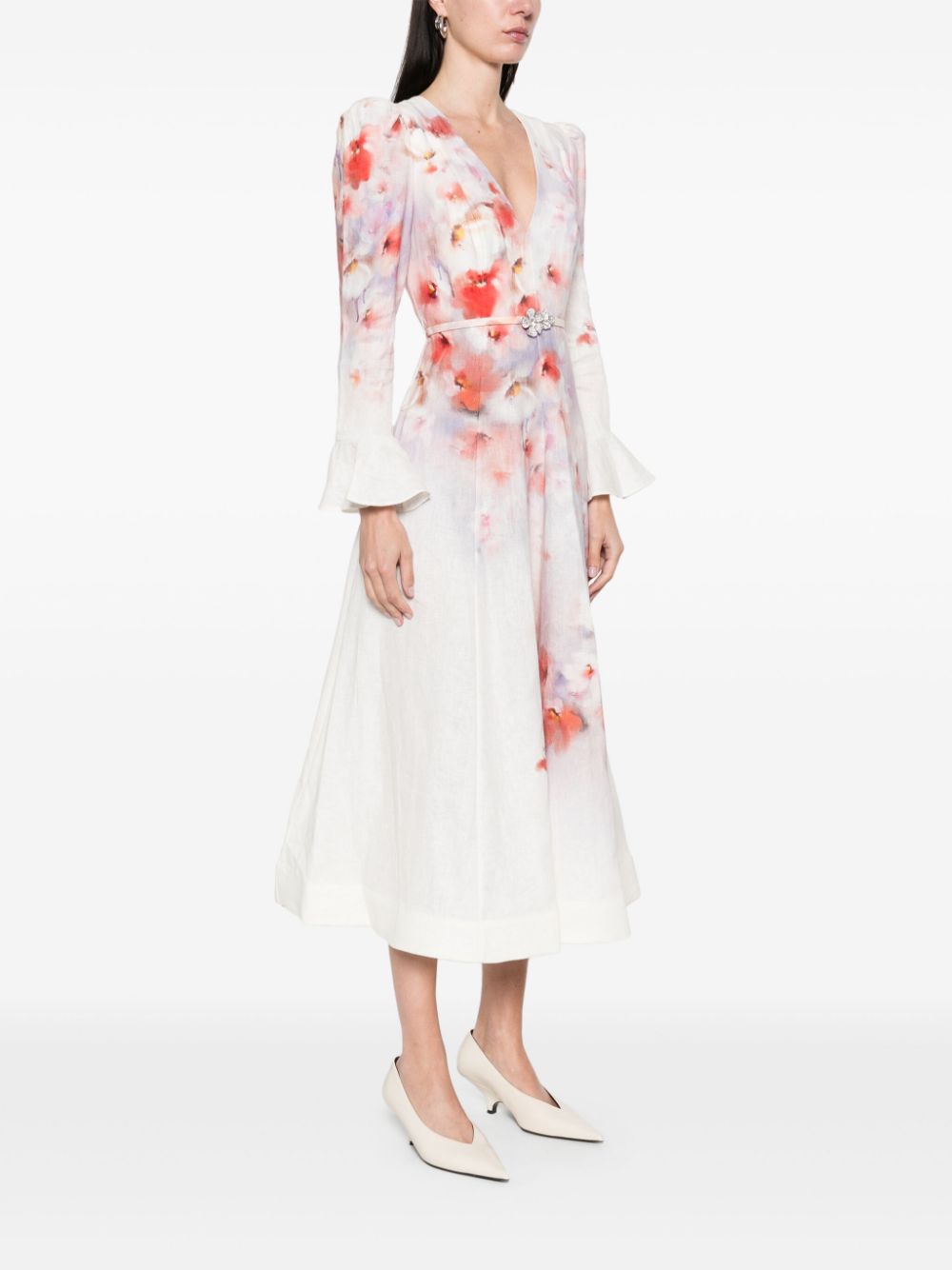 ZIMMERMANN Frill Sleeved Midi Dress