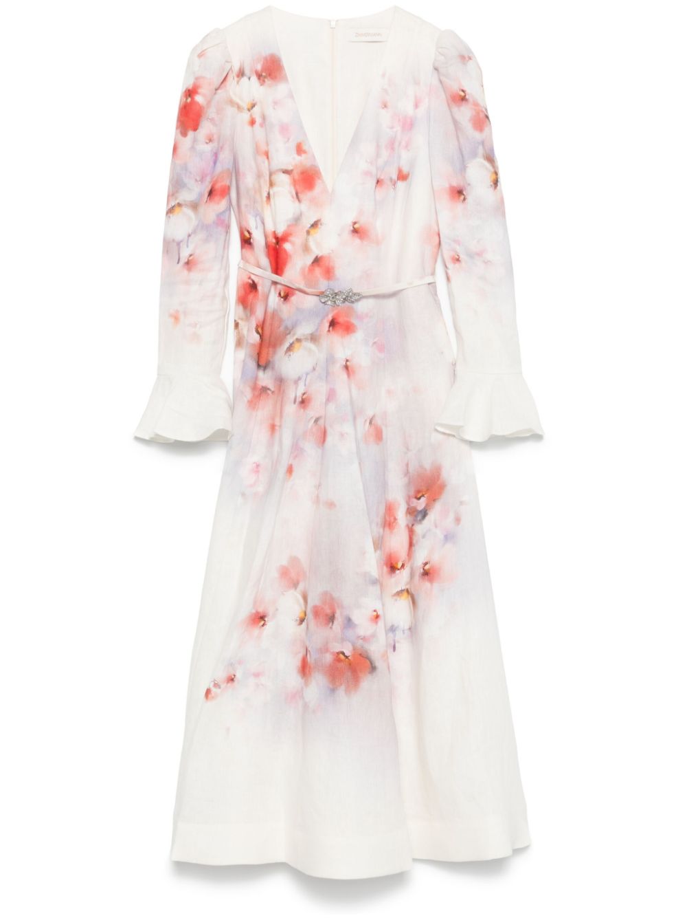 ZIMMERMANN Frill Sleeved Midi Dress