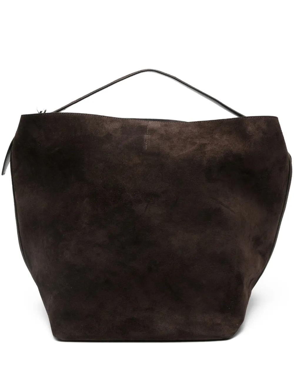 TOTEME Suede Belted Tote Handbag with Top Handle