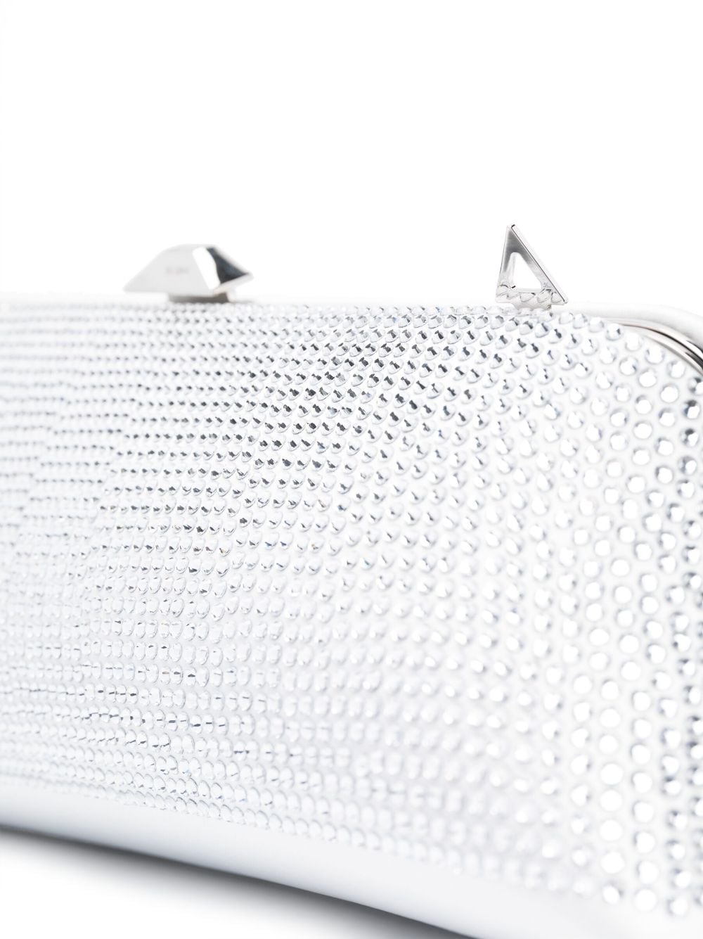 THE ATTICO Mini Asymmetric Crystal-Embellished Satin Clutch Handbag