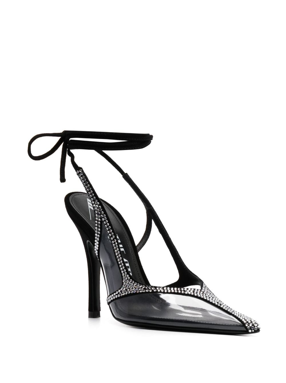 THE ATTICO Venus Chrome Mini Slingback Heels
