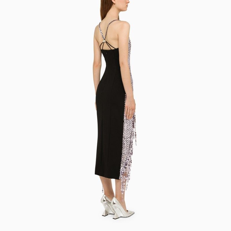 THE ATTICO Asymmetric Midi Dress with Rhinestones