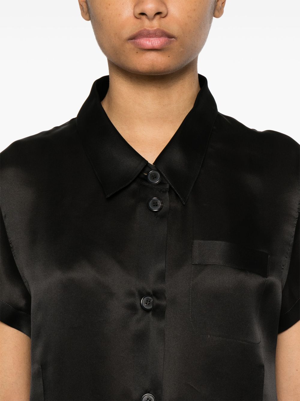 KHAITE Silk Classic Collar Shirt with Patch Pocket
