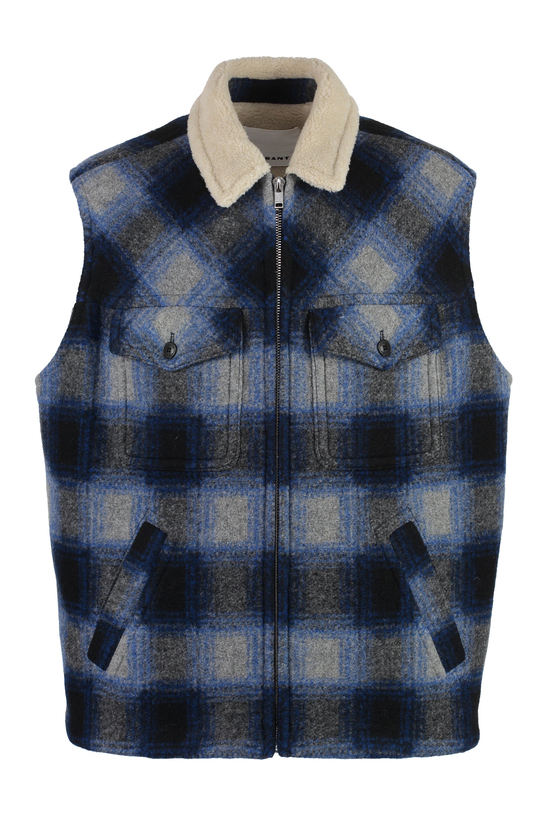 ISABEL MARANT Men's Zippered Check Motif Vest