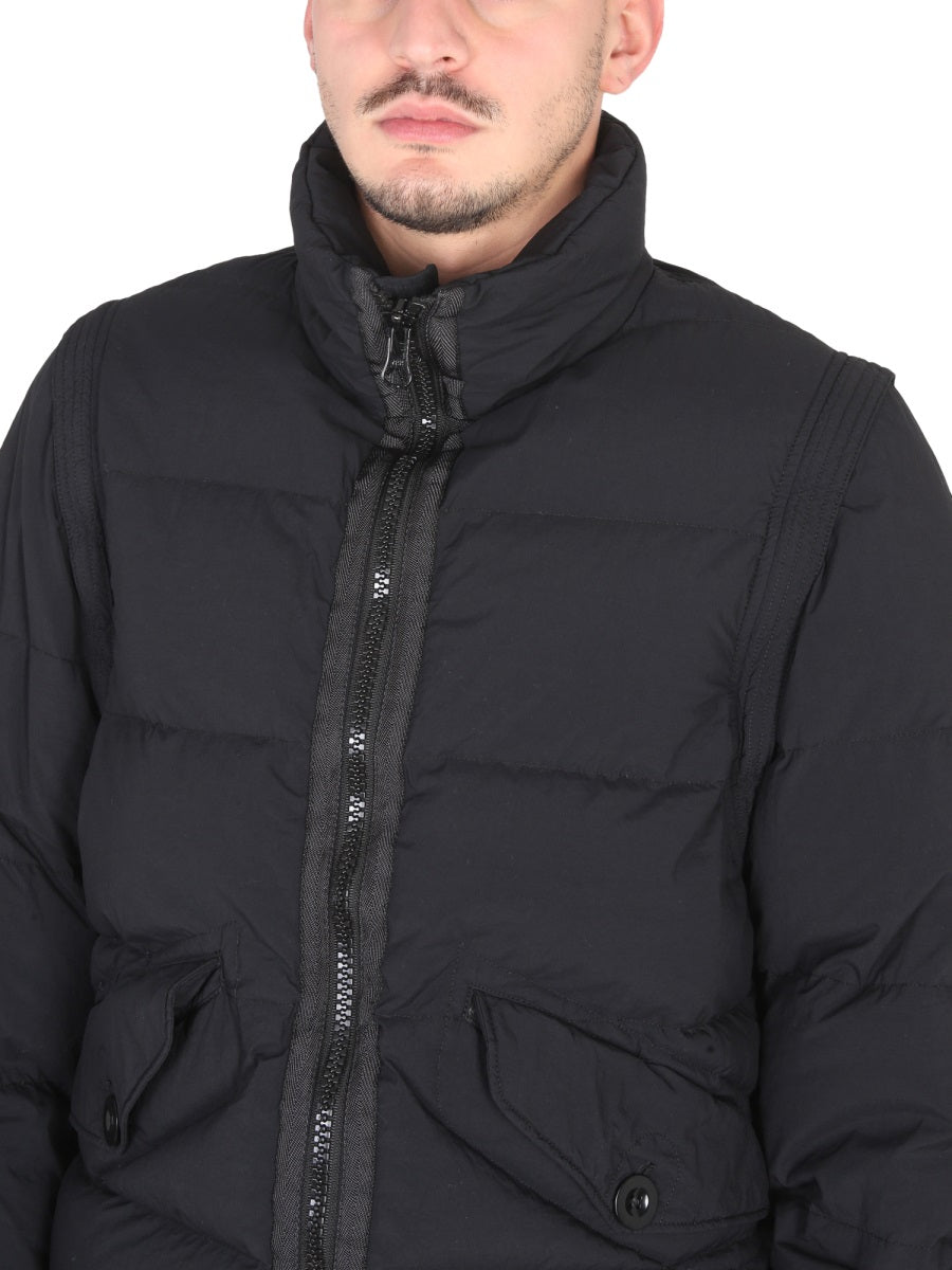 TEN C Men's High Neck Down Jacket with Removable Sleeves