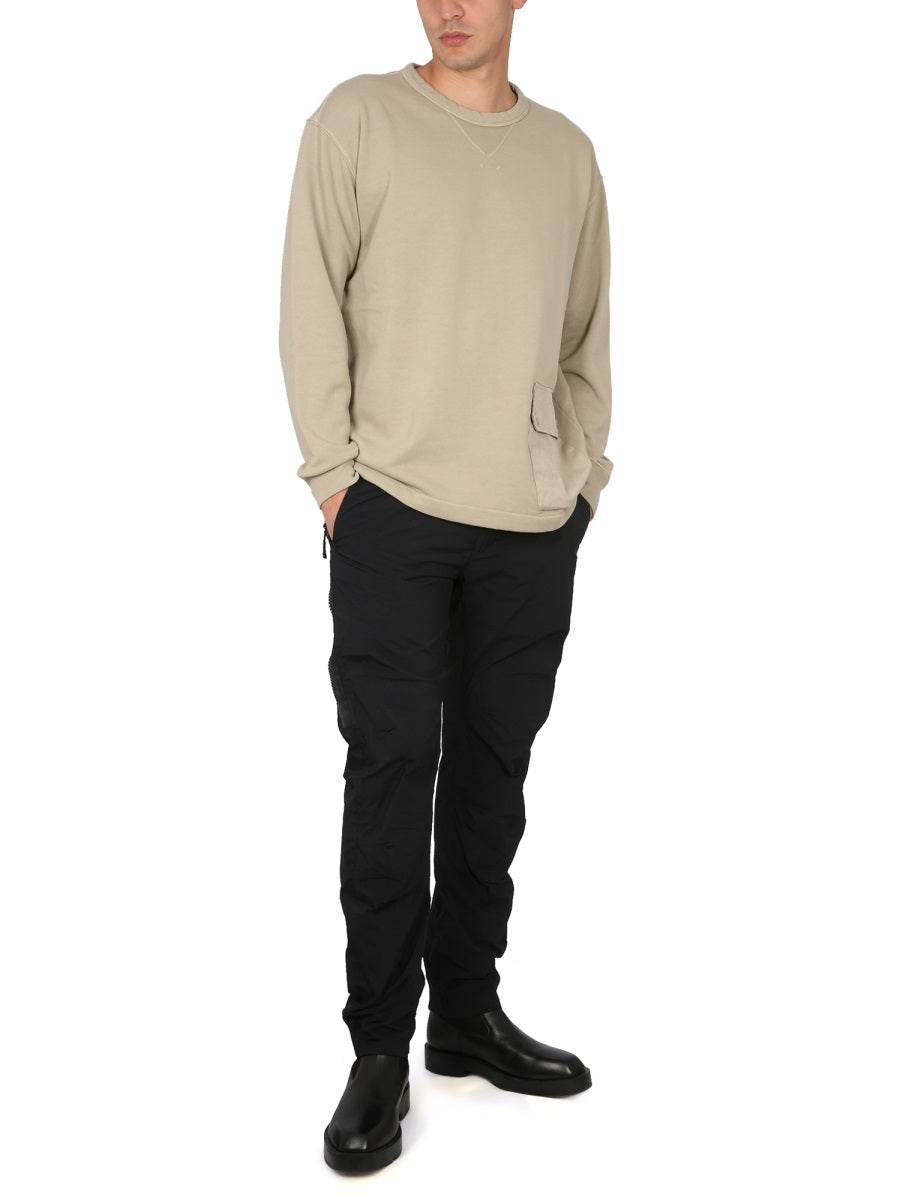 TEN C Men's Classic Cotton Sweatshirt with Logo Patch