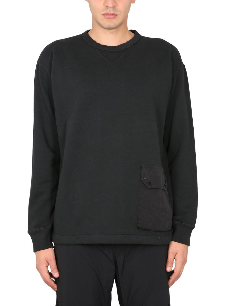 TEN C Men's Cotton Sweatshirt with Crowling Logo Patch