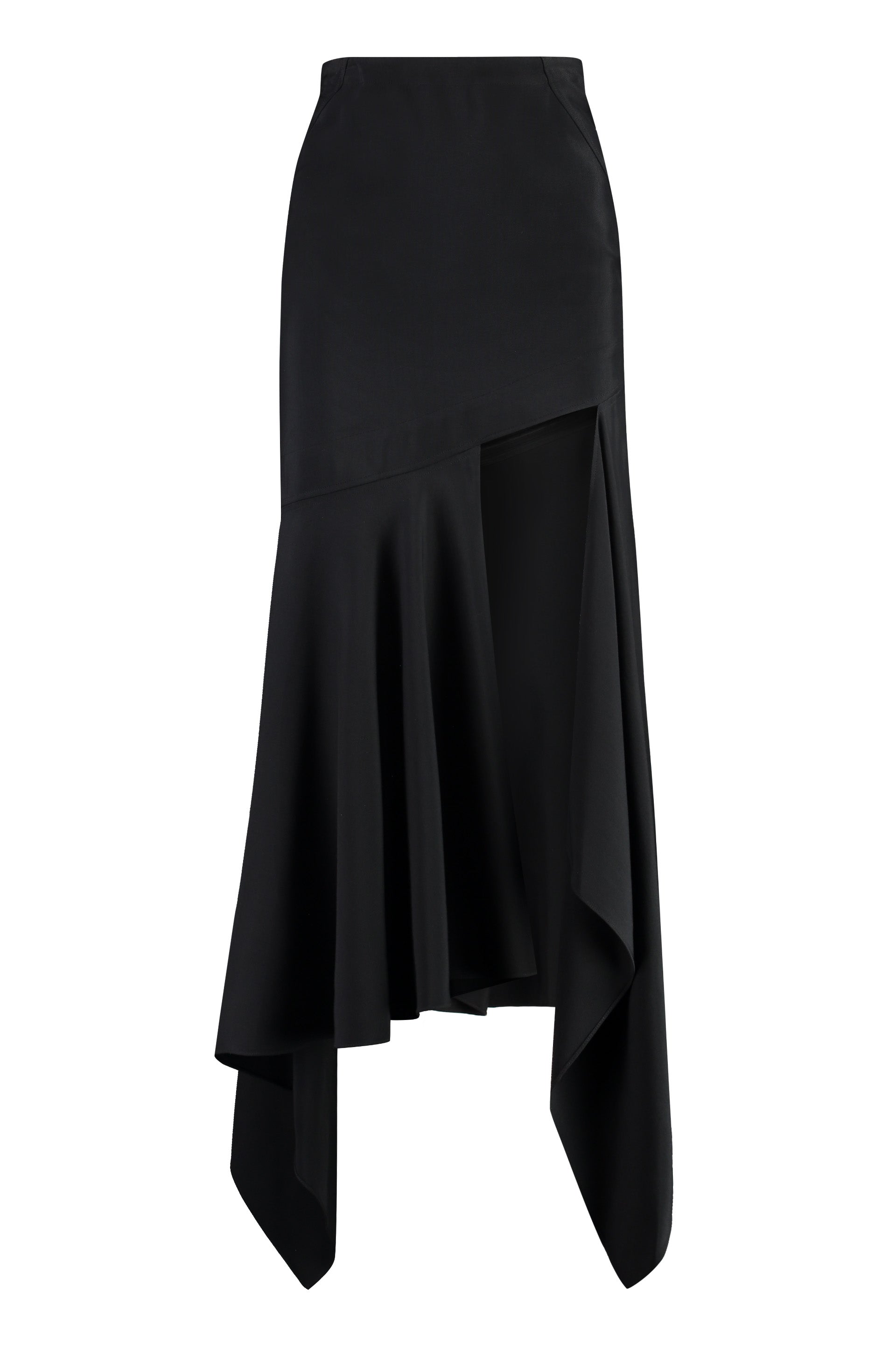 MUGLER Gabardine Midi Skirt with Cut-Out Details