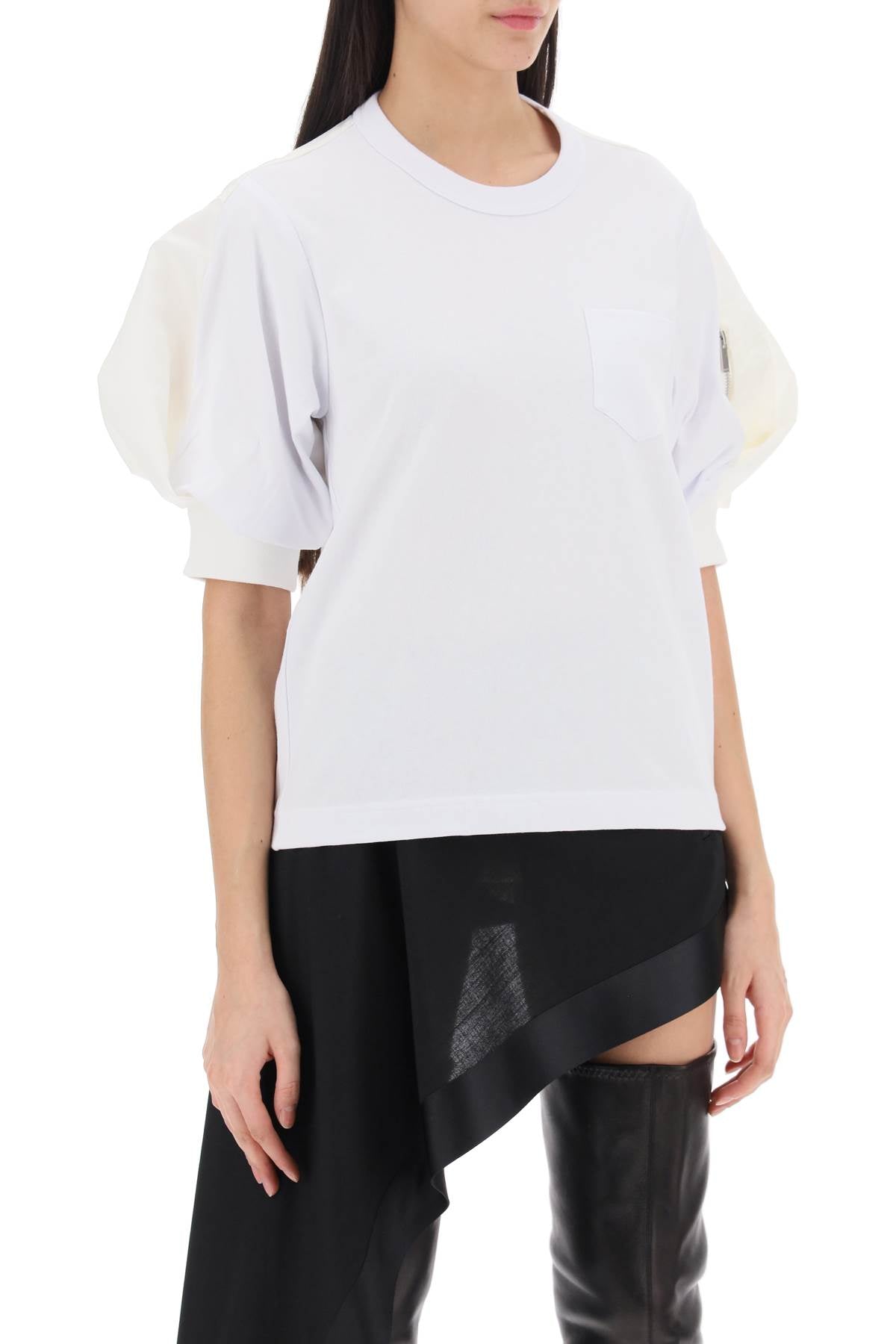 SACAI Women's Modern Twill Cotton T-Shirt