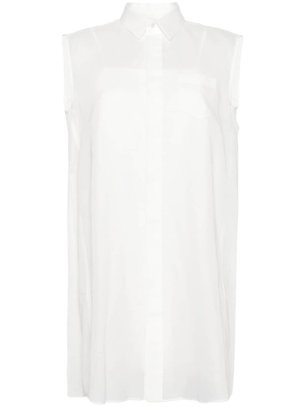 SACAI Cotton Blend Sleeveless Chemisier Dress with Curved Hem