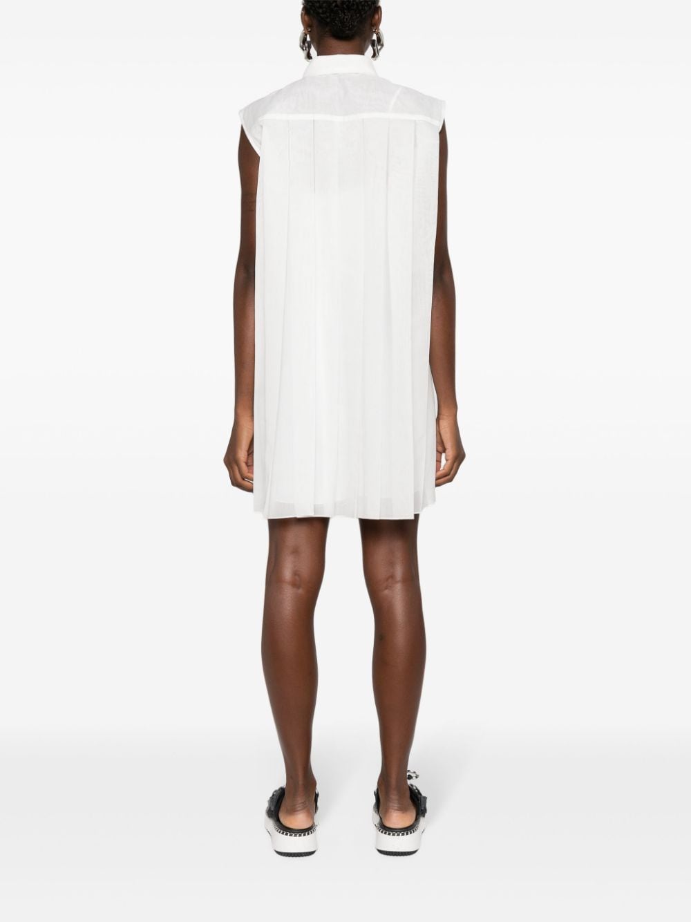 SACAI Cotton Blend Sleeveless Chemisier Dress with Curved Hem