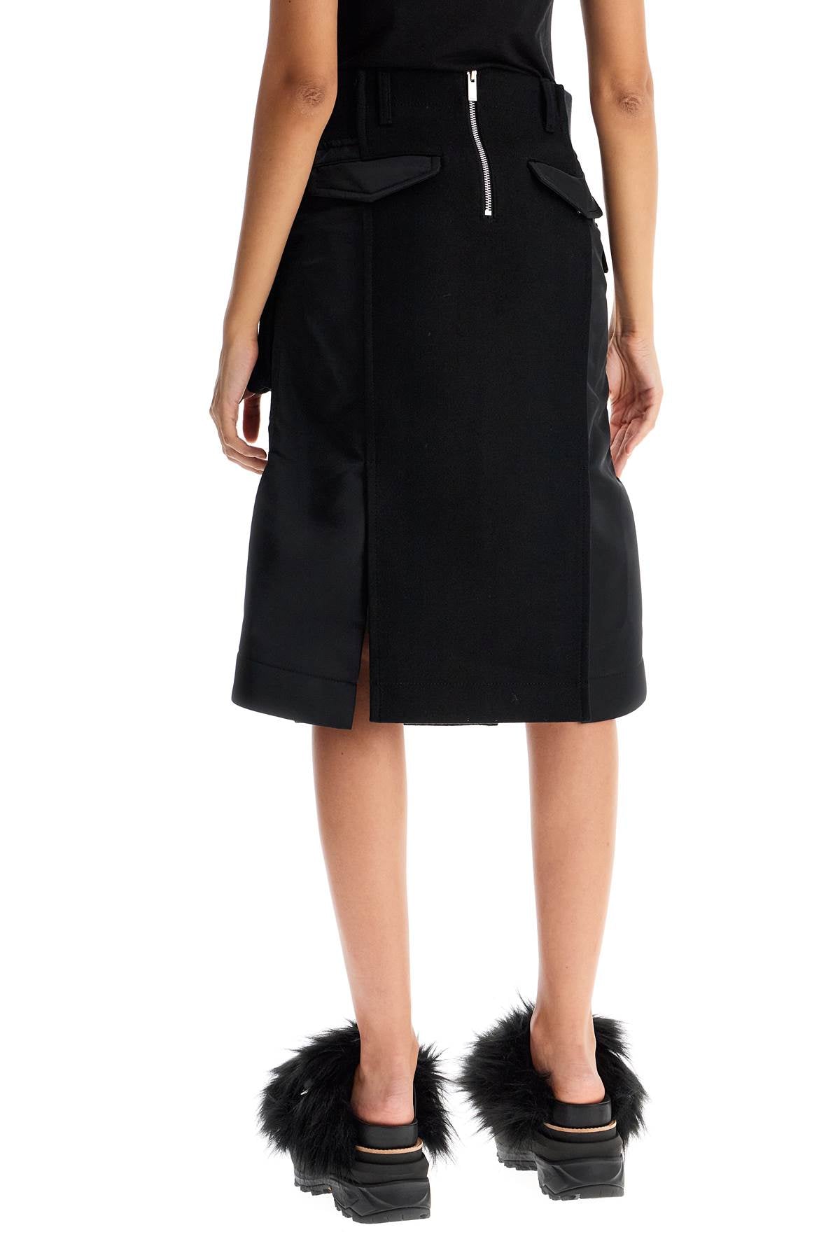 SACAI Wool Melton & Nylon Twill Skirt for Women