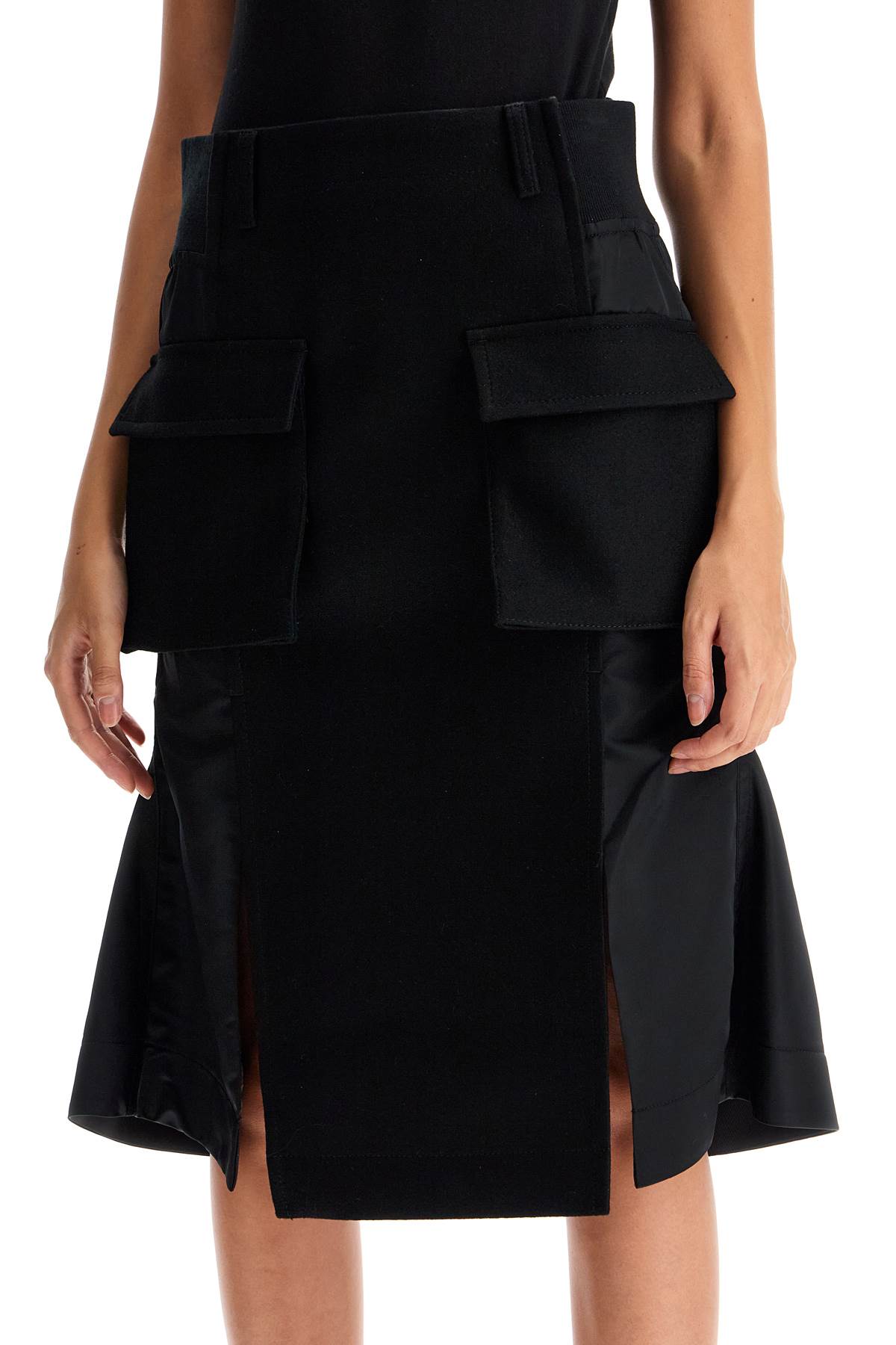SACAI Wool Melton & Nylon Twill Skirt for Women
