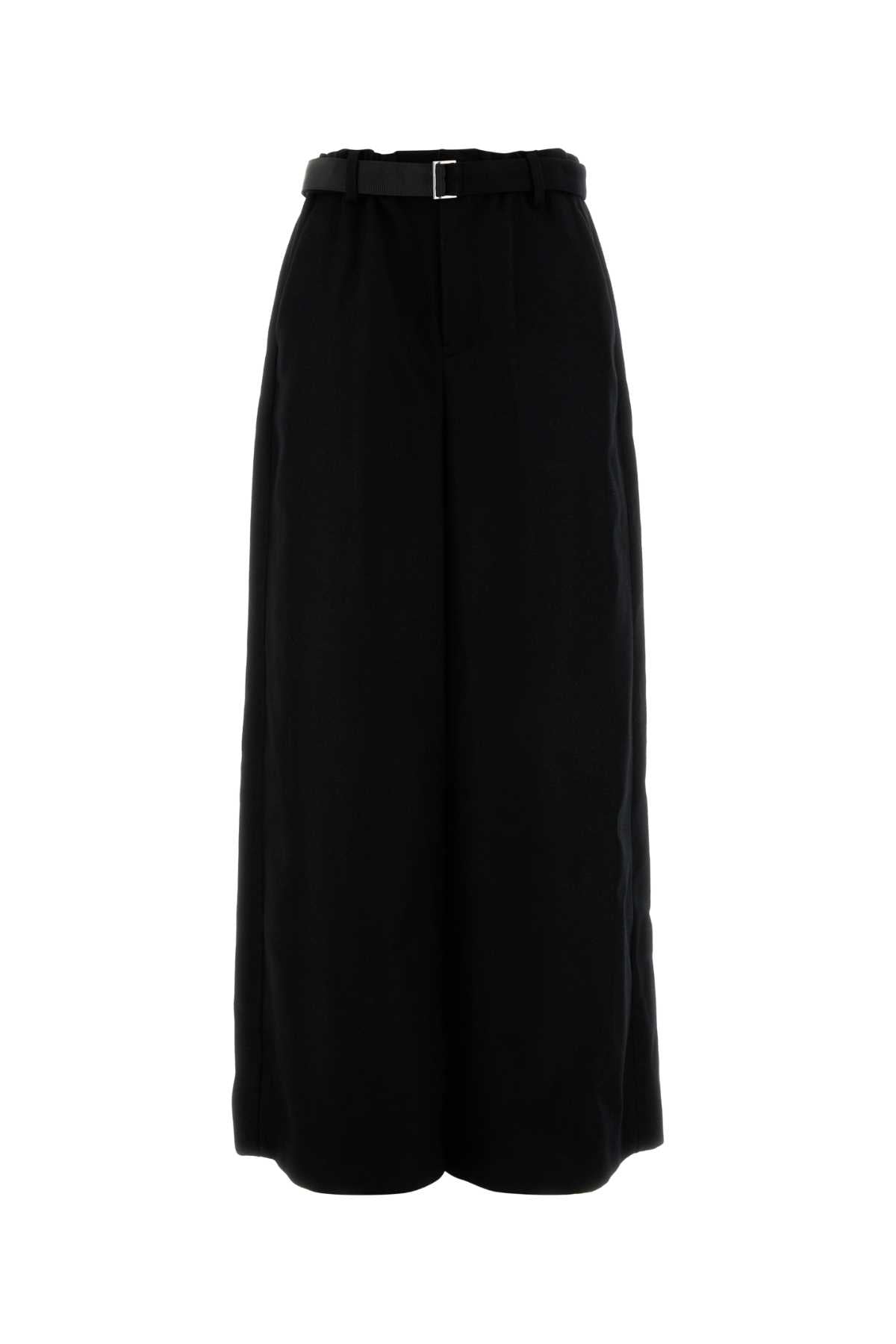 SACAI Wide-Leg Wool Melton Pants for Women