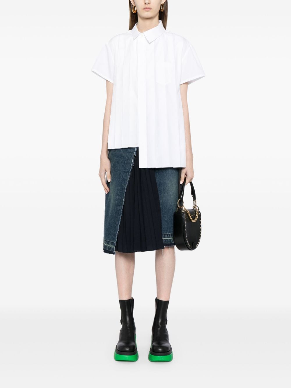 SACAI Asymmetric Pleated Mini Shirt