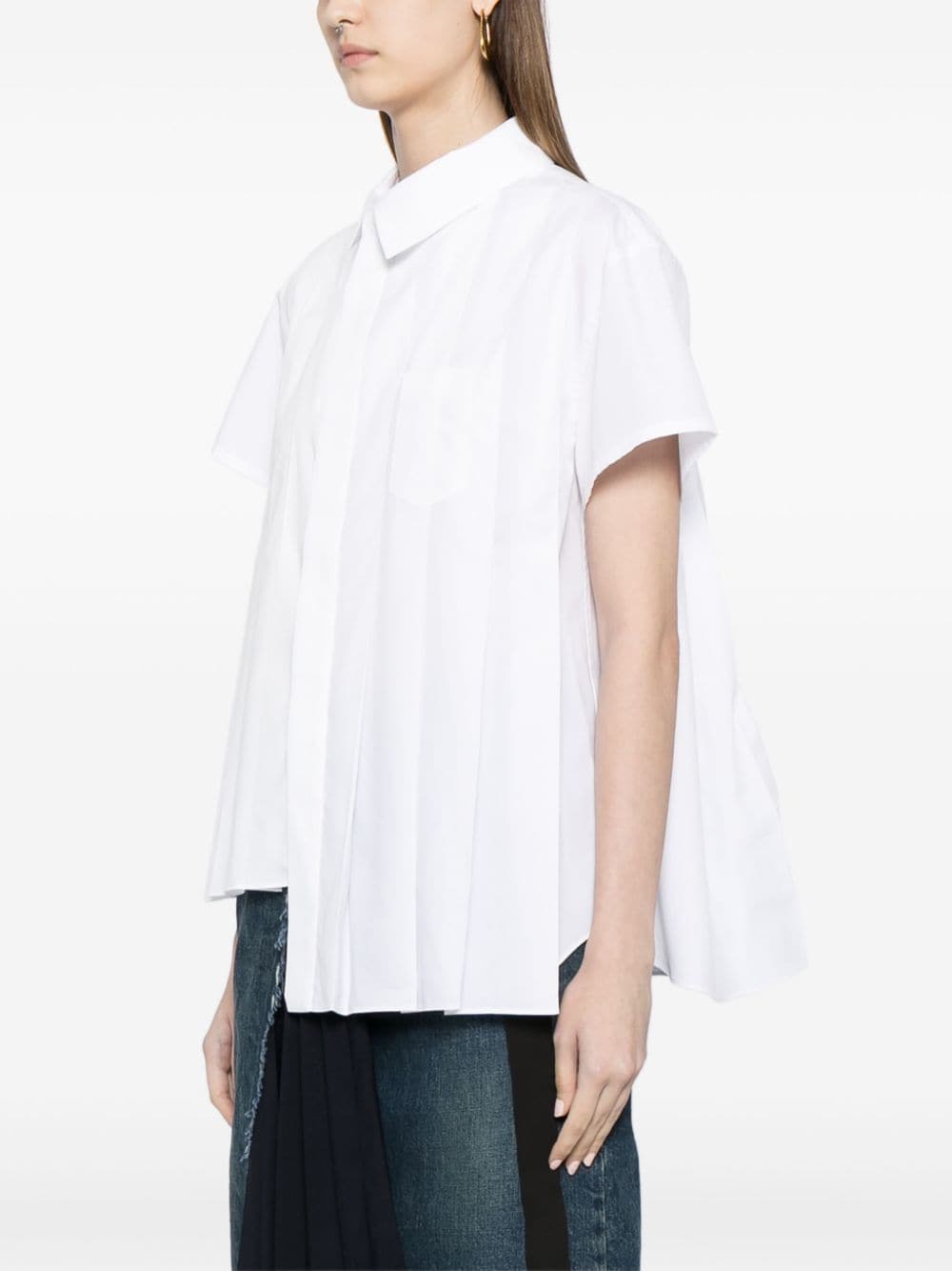 SACAI Asymmetric Pleated Mini Shirt